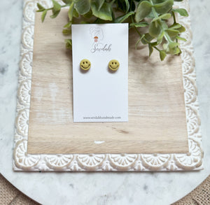 Mini smiley face studs