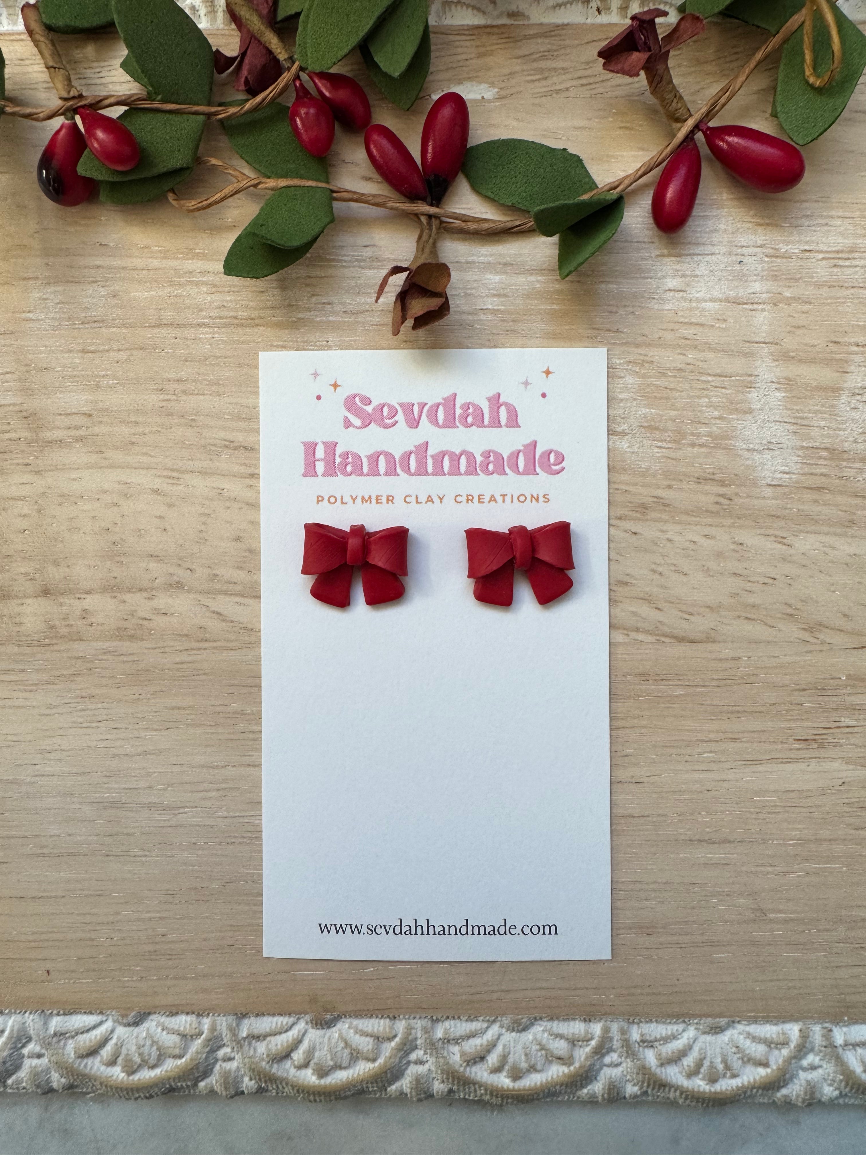 Christmas bow studs