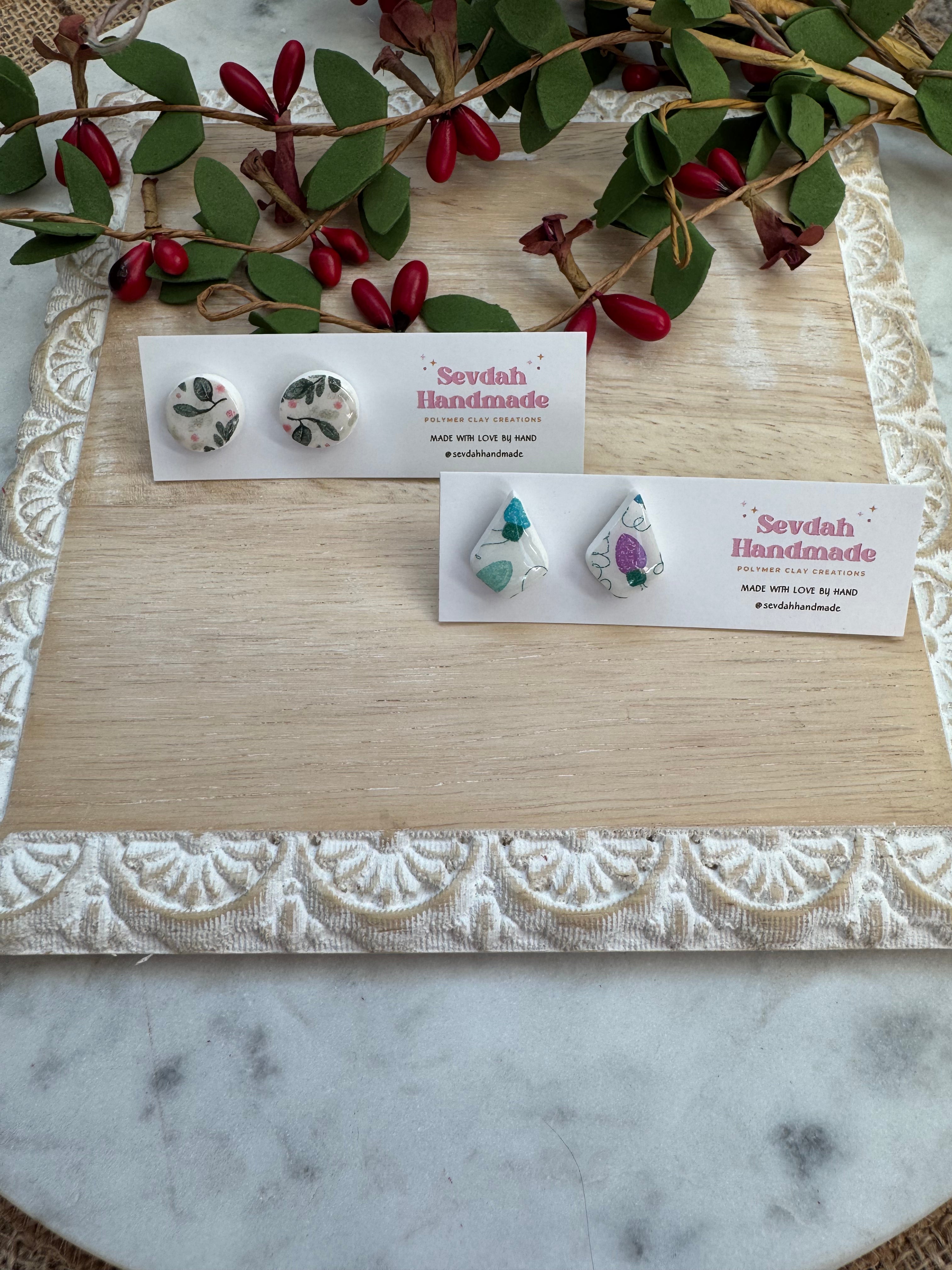 Christmas print studs